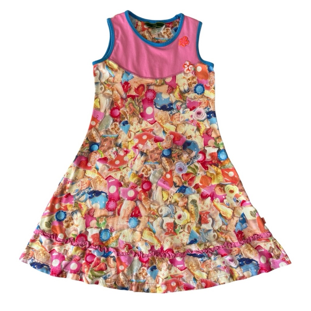 Oilily Girls Pink Multicolored Sleeveless Dress - Size 7/8!!